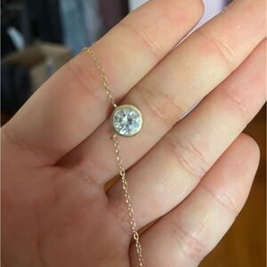 Rhinestone pendant gold filled necklace.